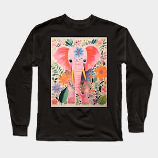 Floral and Elephant Long Sleeve T-Shirt